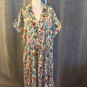 Entro Multicolor Abstract Maxi Dress
